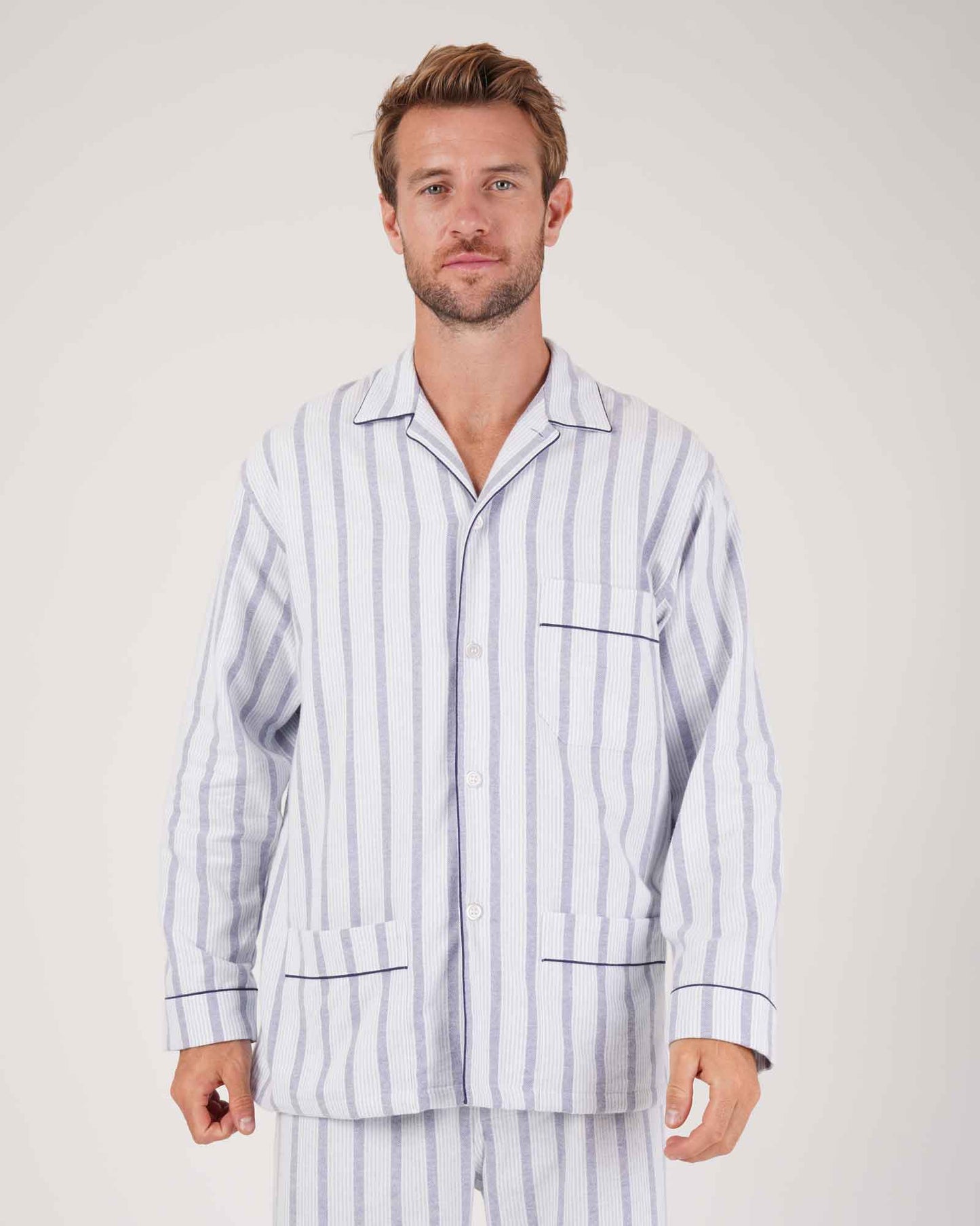 Bonsoir Men's Brushed Cotton Pyjamas Ripple Stripe