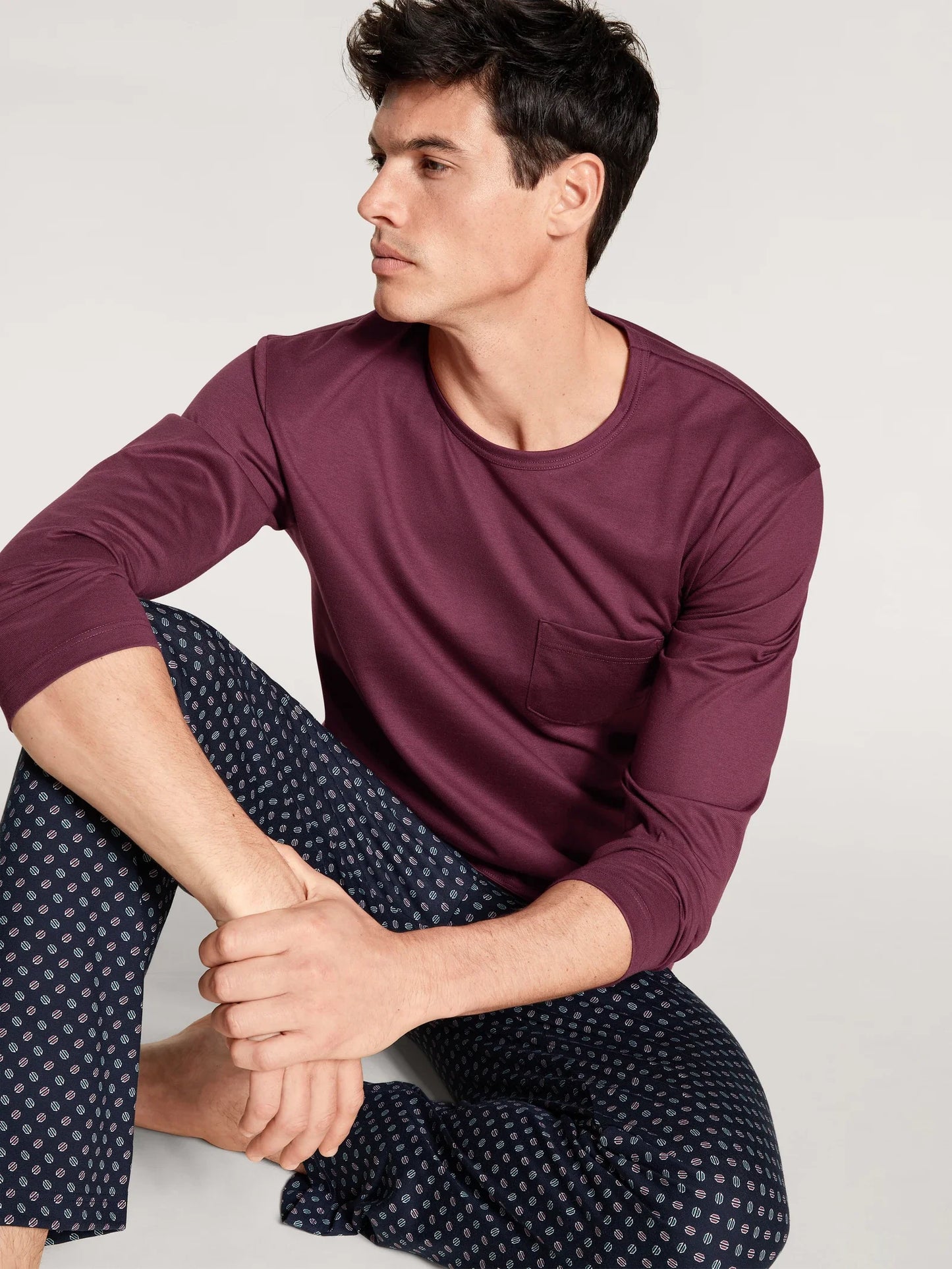 Calida Nightwear Comfort Fit Relax Imprint Pyjama Grape